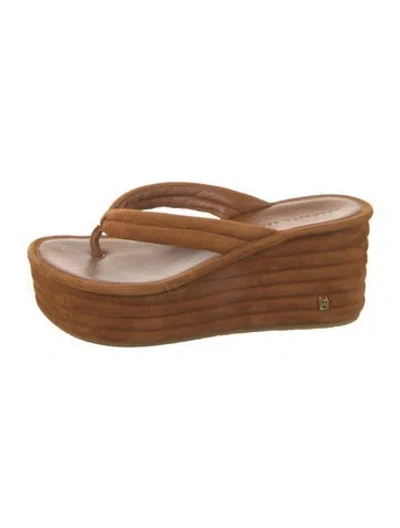 Pre-owned Veronica Beard Suede Slides In Brown