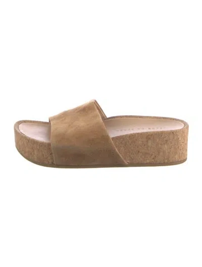 Pre-owned Veronica Beard Suede Slides In Brown