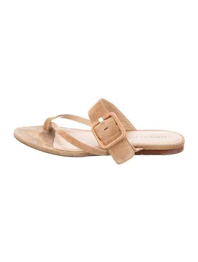 Pre-owned Veronica Beard Suede Slides In Brown