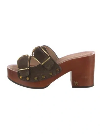 Pre-owned Veronica Beard Suede Slides In Brown