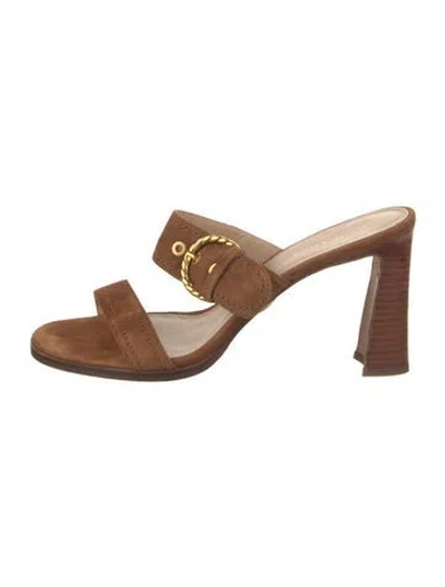 Pre-owned Veronica Beard Suede Slides In Brown