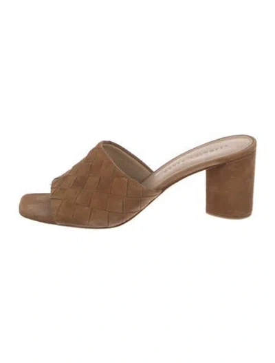 Pre-owned Veronica Beard Suede Slides In Brown