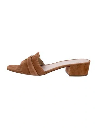 Pre-owned Veronica Beard Suede Slides In Brown