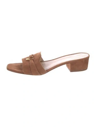 Pre-owned Veronica Beard Suede Slides In Brown