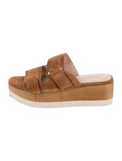 Pre-owned Veronica Beard Suede Slides In Brown