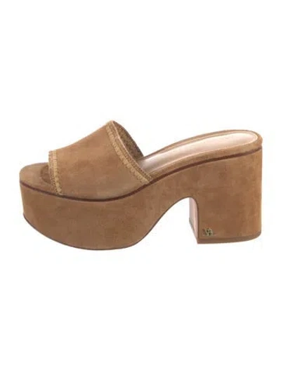 Pre-owned Veronica Beard Suede Slides In Brown