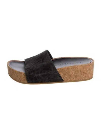 Pre-owned Veronica Beard Suede Slides In Gray