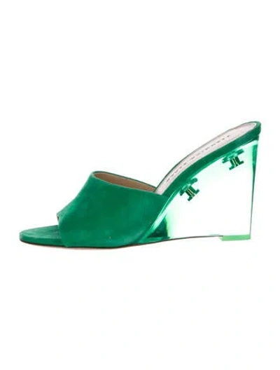 Pre-owned Veronica Beard Suede Slides In Green