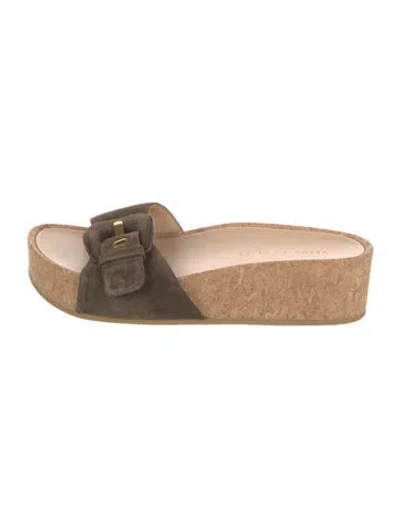 Pre-owned Veronica Beard Suede Slides In Green