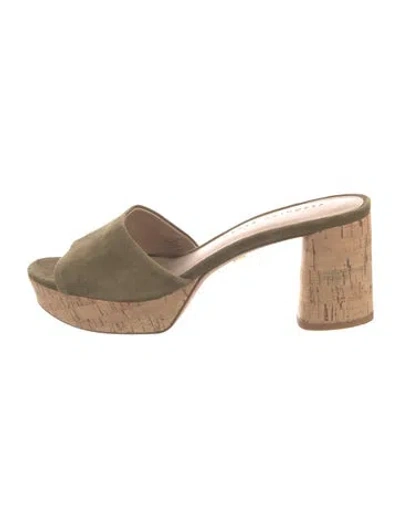 Pre-owned Veronica Beard Suede Slides In Green