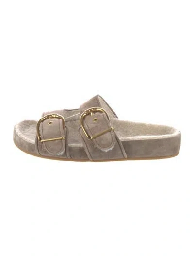 Pre-owned Veronica Beard Suede Slides In Neutral