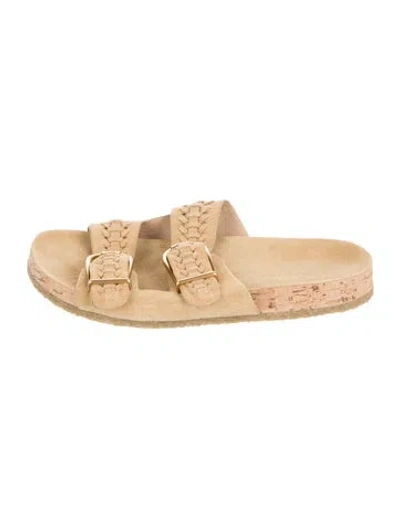Pre-owned Veronica Beard Suede Slides In Neutral