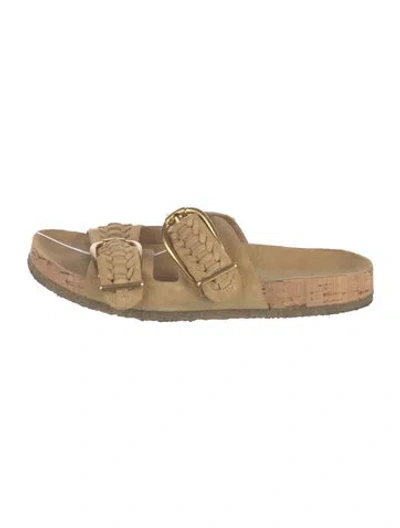 Pre-owned Veronica Beard Suede Slides In Neutral