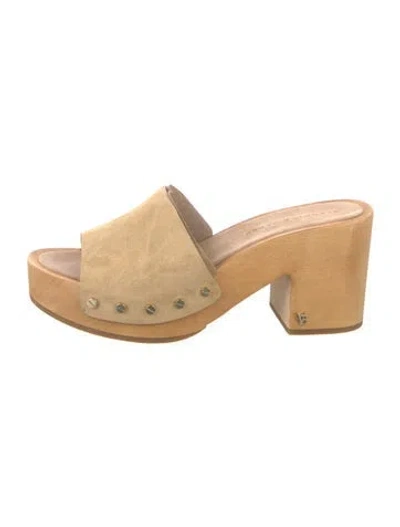 Pre-owned Veronica Beard Suede Slides In Neutral
