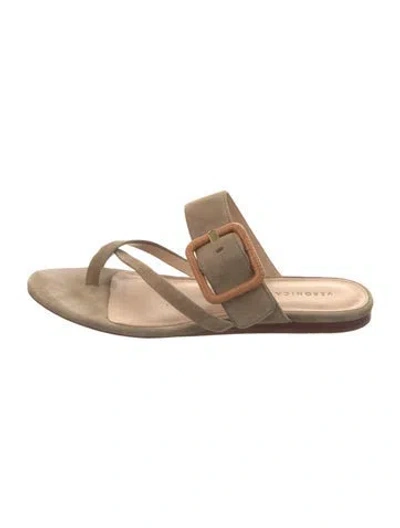 Pre-owned Veronica Beard Suede Slides In Neutral