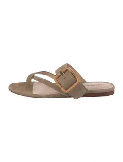 Pre-owned Veronica Beard Suede Slides In Neutral