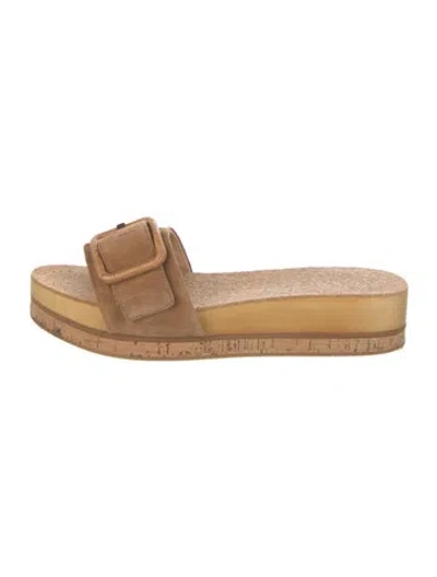 Pre-owned Veronica Beard Suede Slides In Neutral