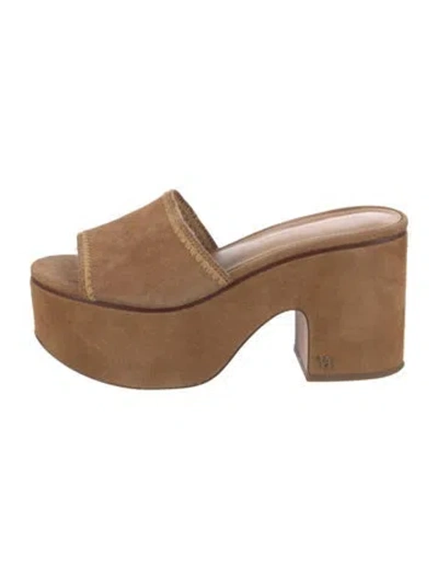 Pre-owned Veronica Beard Suede Slides In Neutral