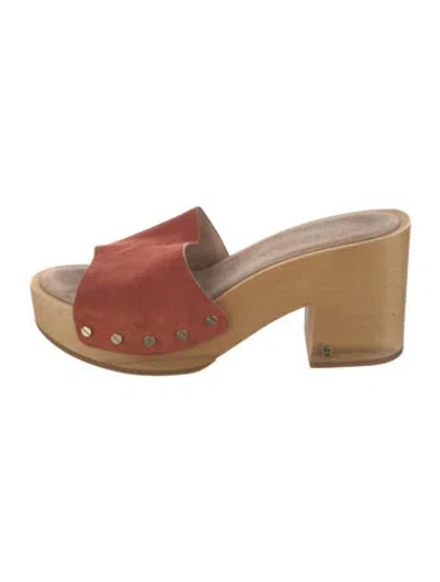 Pre-owned Veronica Beard Suede Slides In Neutral