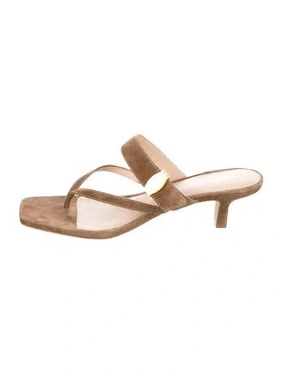 Pre-owned Veronica Beard Suede Slides In Neutral