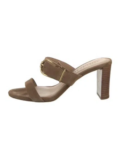 Pre-owned Veronica Beard Suede Slides In Neutral