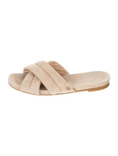 Pre-owned Veronica Beard Suede Slides In Neutrals