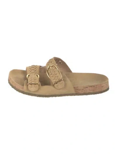 Pre-owned Veronica Beard Suede Slides In Neutrals