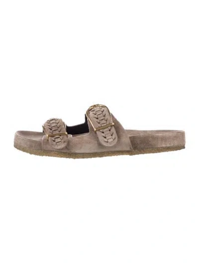 Pre-owned Veronica Beard Suede Slides In Neutrals