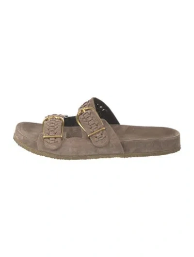 Pre-owned Veronica Beard Suede Slides In Neutrals
