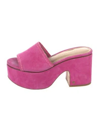 Pre-owned Veronica Beard Suede Slides In Pink