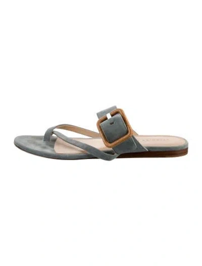 Pre-owned Veronica Beard Suede Slides In Silver