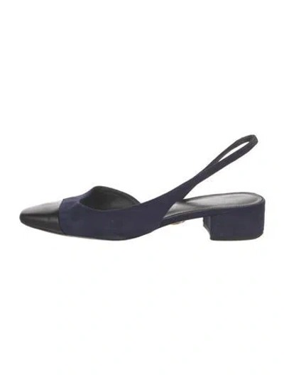 Pre-owned Veronica Beard Suede Slingback Flats In Blue