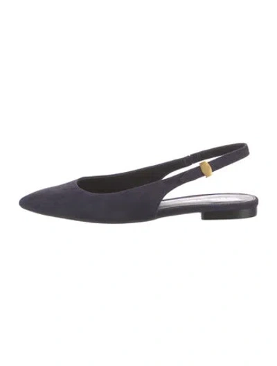 Pre-owned Veronica Beard Suede Slingback Flats In Blue