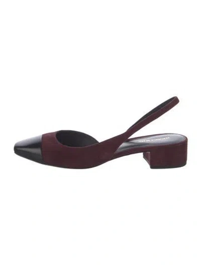 Pre-owned Veronica Beard Suede Slingback Flats In Burgundy