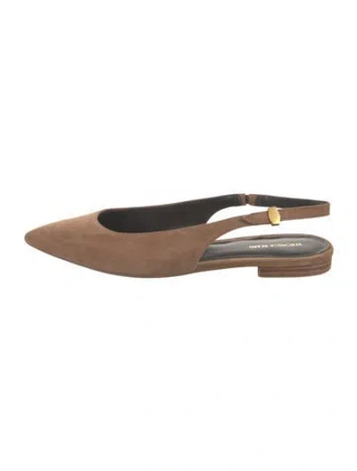 Pre-owned Veronica Beard Suede Slingback Flats In Neutral