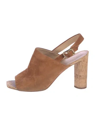 Pre-owned Veronica Beard Suede Slingback Pumps In Brown