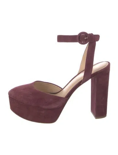 Pre-owned Veronica Beard Suede Slingback Pumps In Burgundy