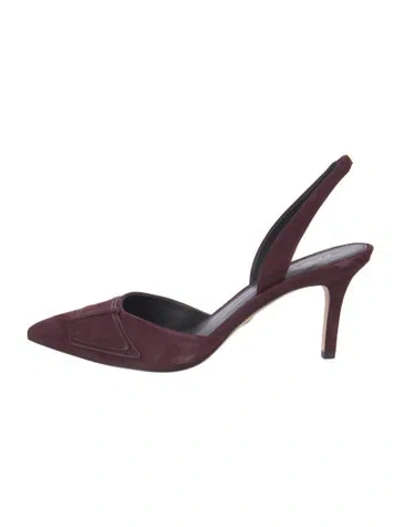 Pre-owned Veronica Beard Suede Slingback Pumps In Burgundy