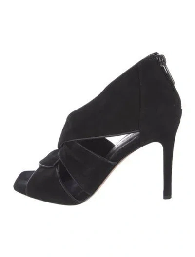 Pre-owned Veronica Beard Suede Slingback Sandals In Black