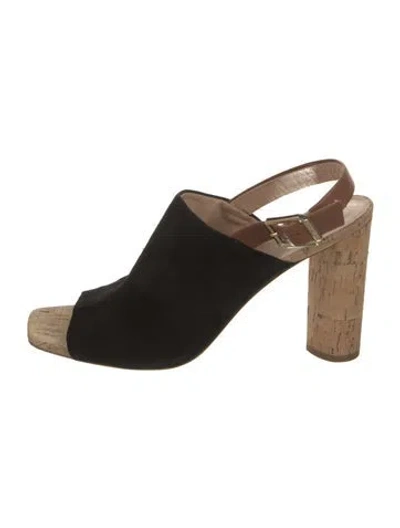 Pre-owned Veronica Beard Suede Slingback Sandals In Black