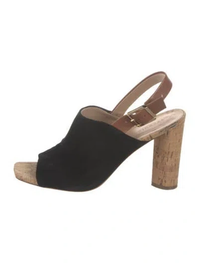 Pre-owned Veronica Beard Suede Slingback Sandals In Black