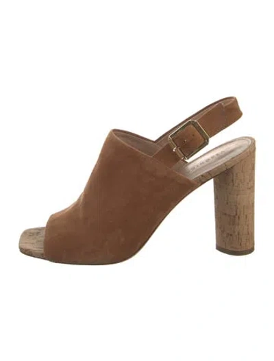 Pre-owned Veronica Beard Suede Slingback Sandals In Brown