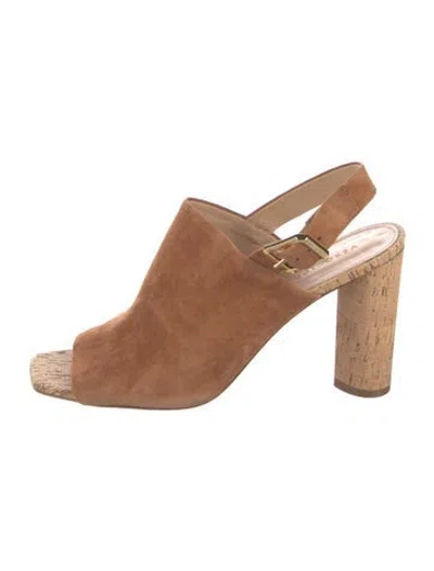 Pre-owned Veronica Beard Suede Slingback Sandals In Brown