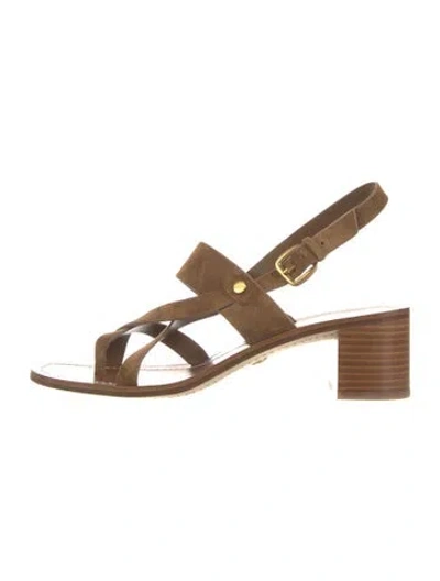 Pre-owned Veronica Beard Suede Slingback Sandals In Brown