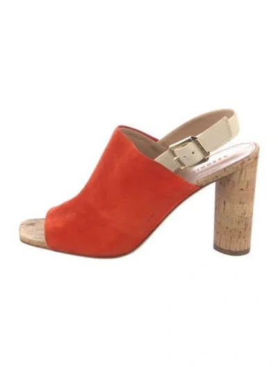 Pre-owned Veronica Beard Suede Slingback Sandals In Orange