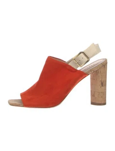 Pre-owned Veronica Beard Suede Slingback Sandals In Red
