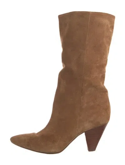 Pre-owned Veronica Beard Suede Slouch Boots In Neutrals