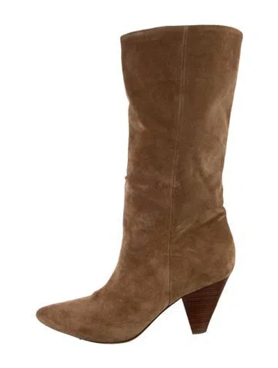 Pre-owned Veronica Beard Suede Slouch Boots In Neutrals
