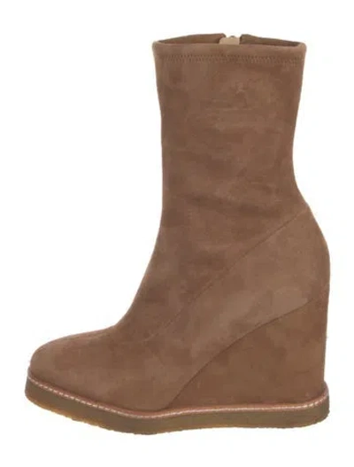 Pre-owned Veronica Beard Suede Sock Boots In Brown