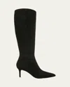 Veronica Beard Lexington Suede Stiletto Knee Boots In Black